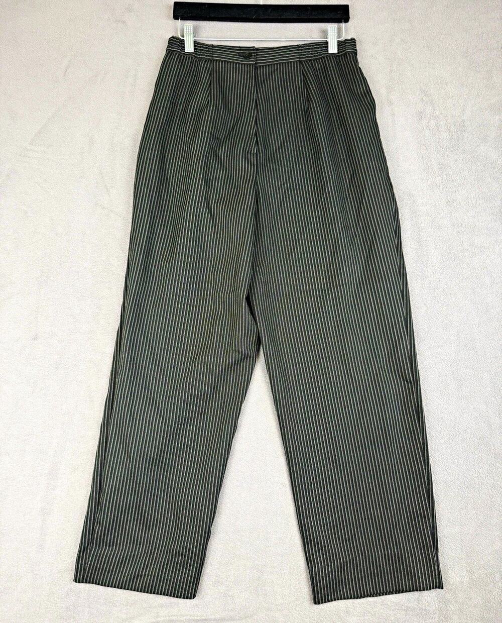 Vintage Gilbert Powell Charcoal Pinstripe High Rise Wide Leg Trouser Pants